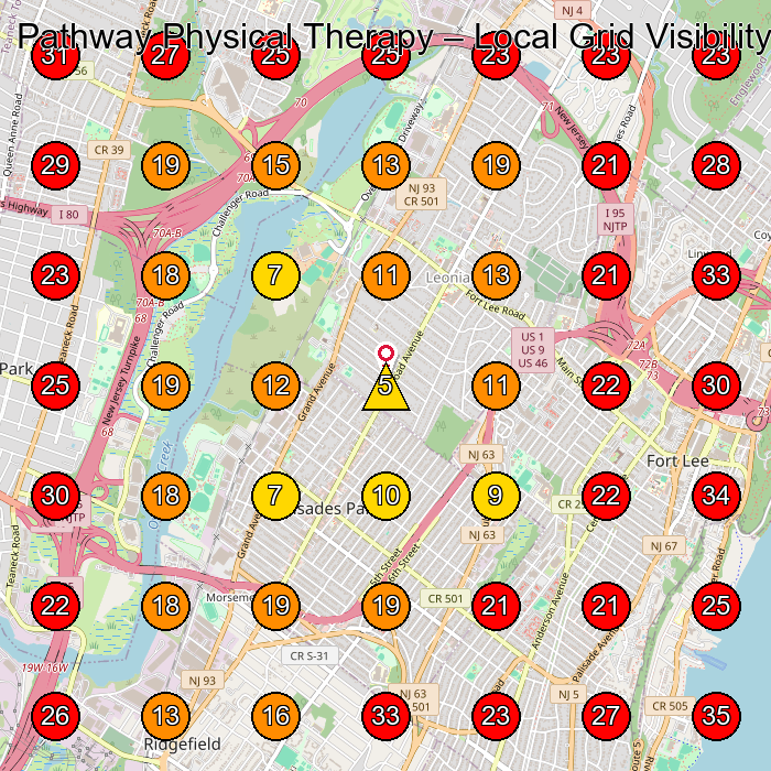 Pathway Physical Therapy GeoGrid visibility map for Rehabilitation Center in Fort Lee